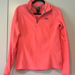 North Face 1/4 Zip Fleece Neon Pink size Medium fits more like an XS